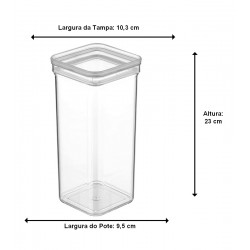 Porta Mantimento 1,5 Litros 23cm Altura Por 10,3cm Largura Em Plástico